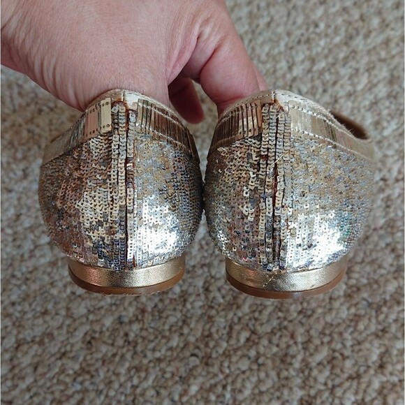 Rene Caovilla gold tone sequin satin ballet flat size 37.5 - Picture 13 of 16